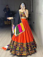 Navratri Lehenga Choli Set with Gamthi Mirror Work And Colorful Dupatta