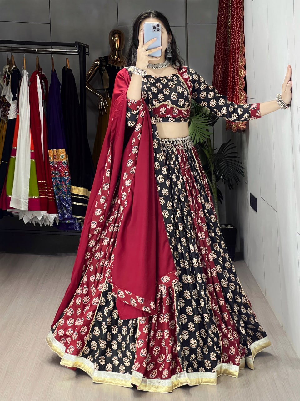 traditional ajrakh lehenga choli
