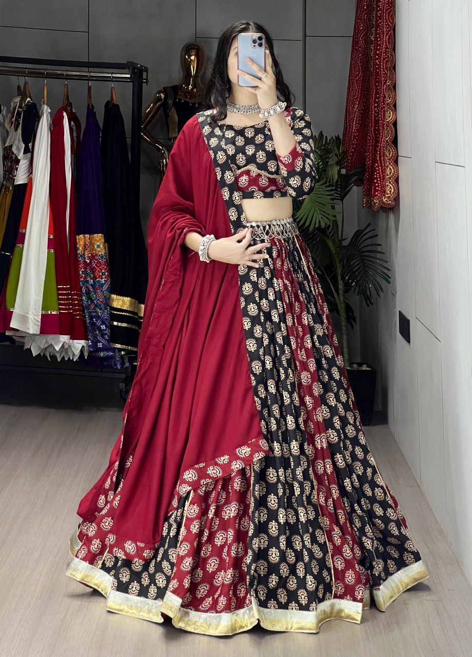traditional ajrakh lehenga choli
