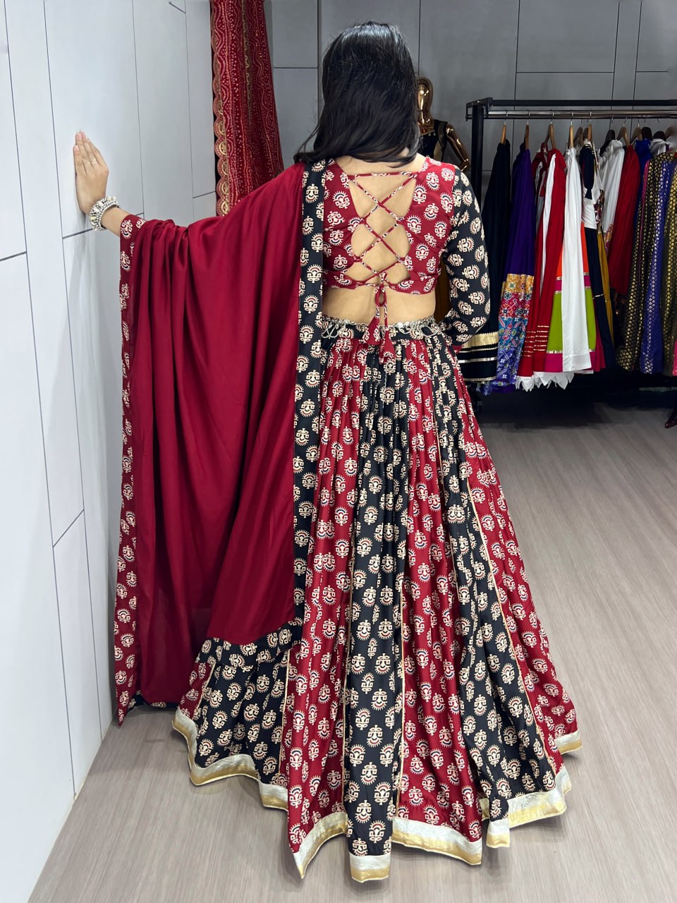 traditional ajrakh lehenga choli