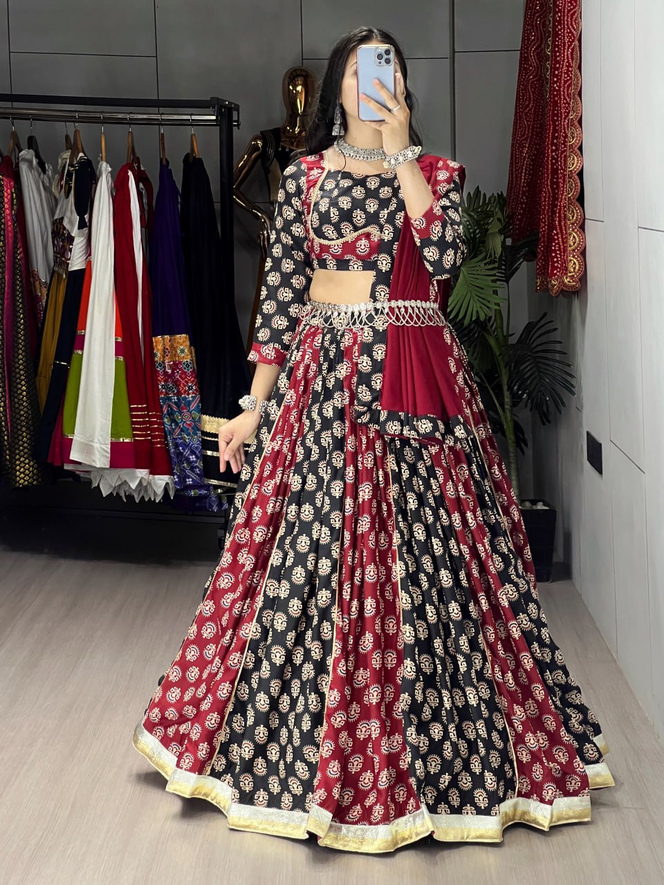 traditional ajrakh lehenga choli