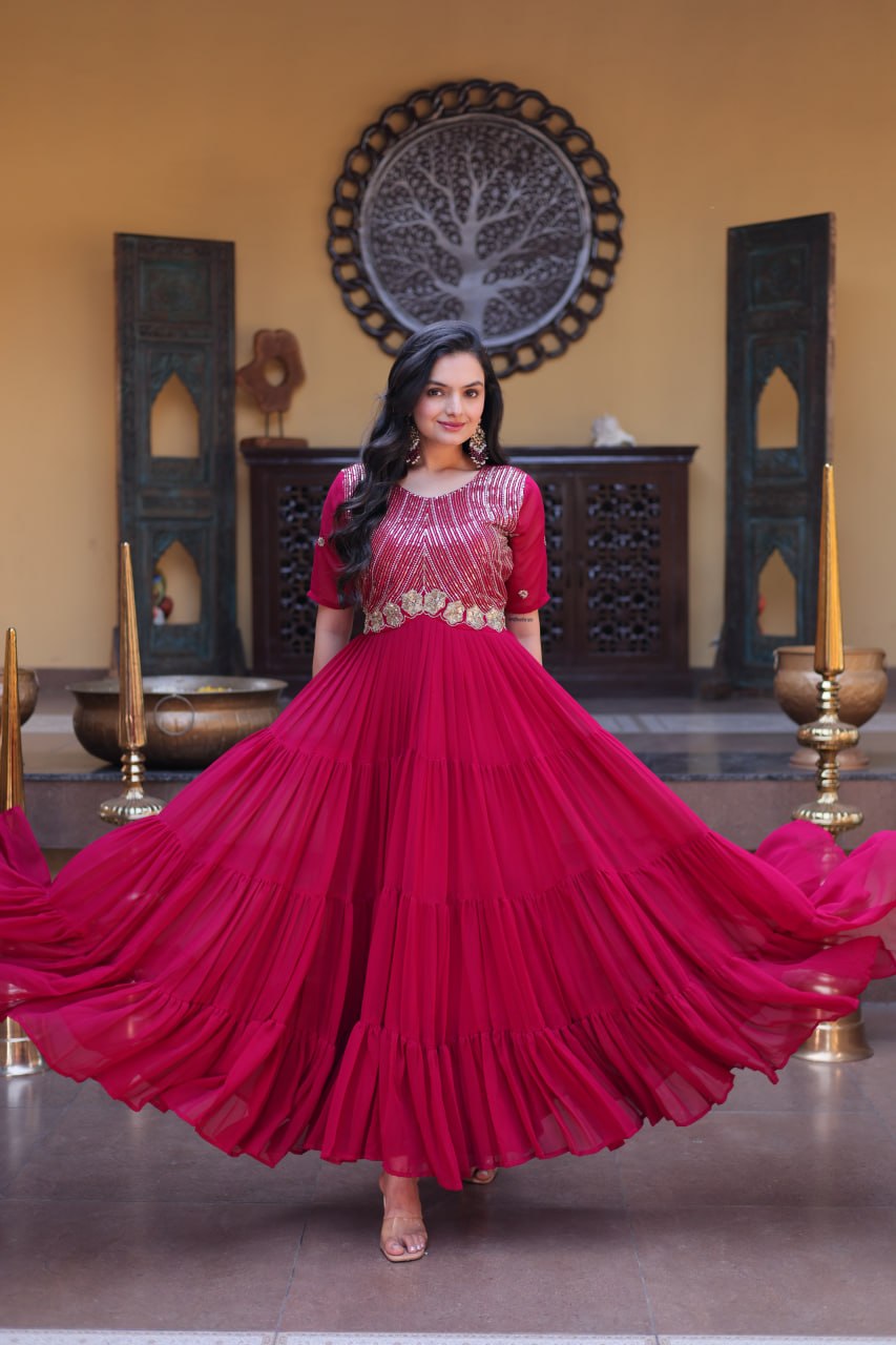 Premium Designer Embroidered Gown | Traditional Outfit