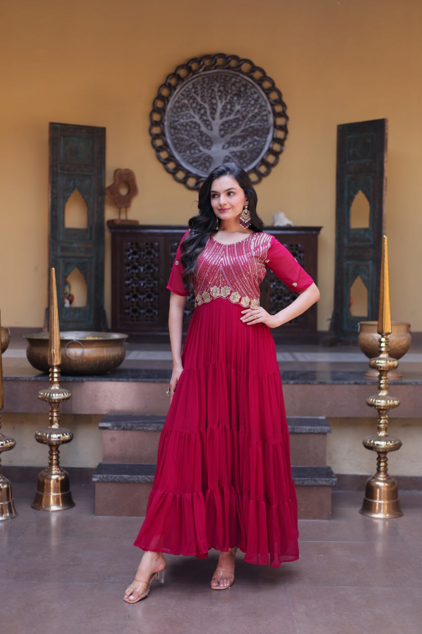 Premium Designer Embroidered Gown | Traditional Outfit