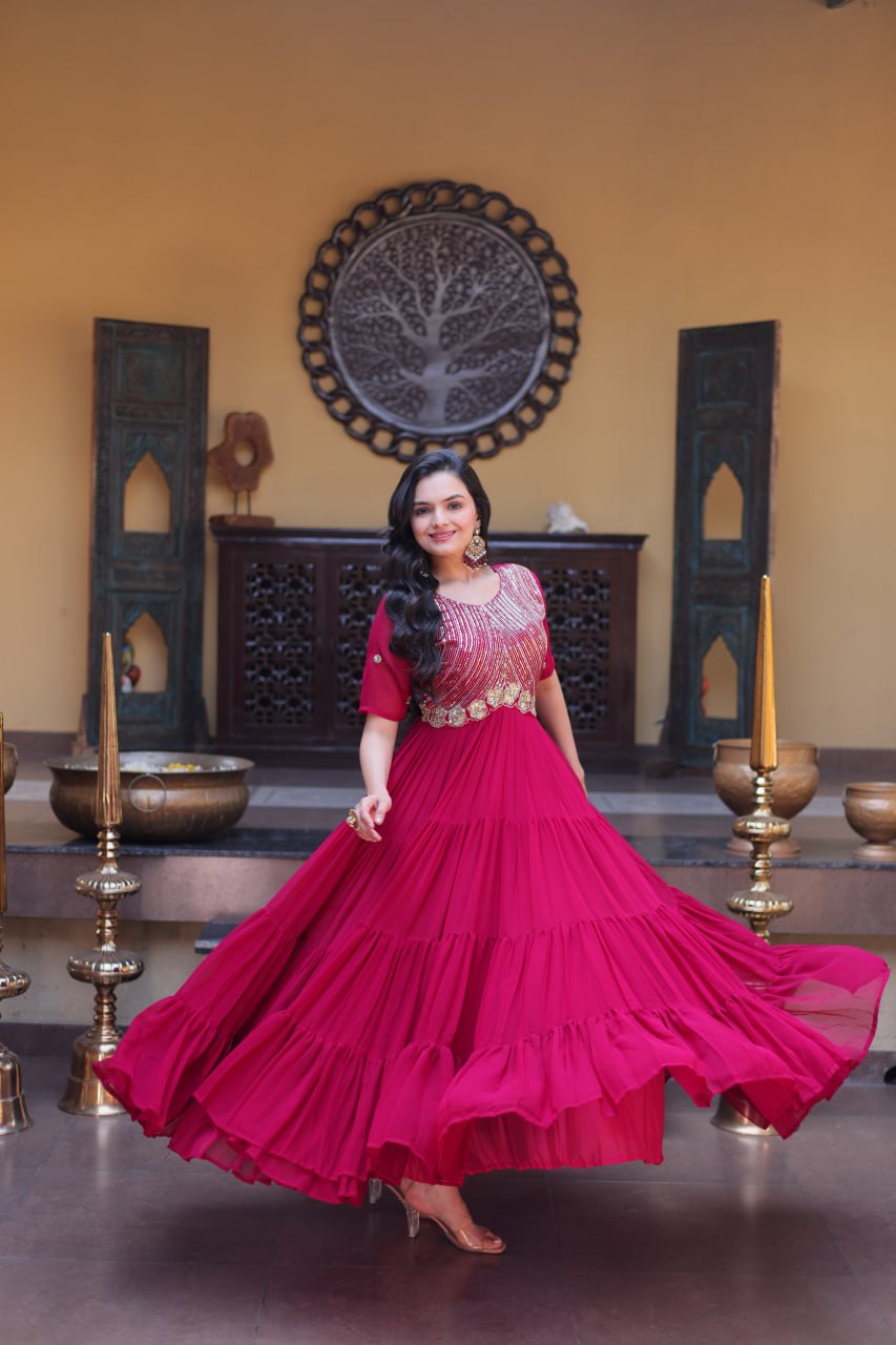 Premium Designer Embroidered Gown | Traditional Outfit