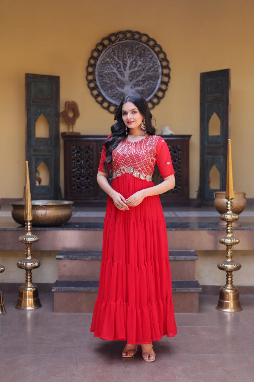 Premium Designer Embroidered Gown | Traditional Outfit