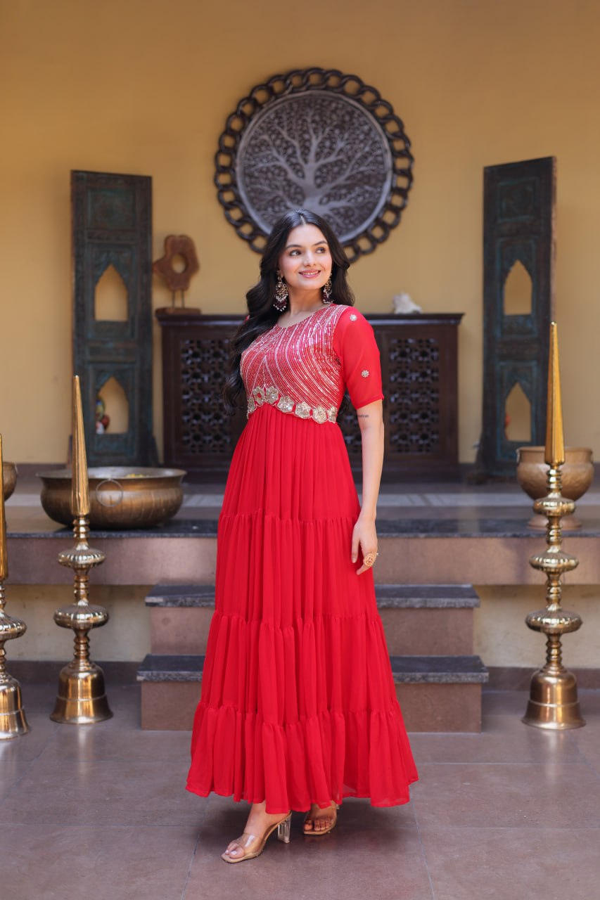 Premium Designer Embroidered Gown | Traditional Outfit