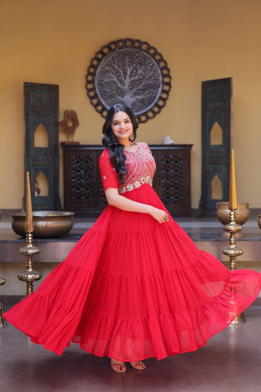 Premium Designer Embroidered Gown | Traditional Outfit