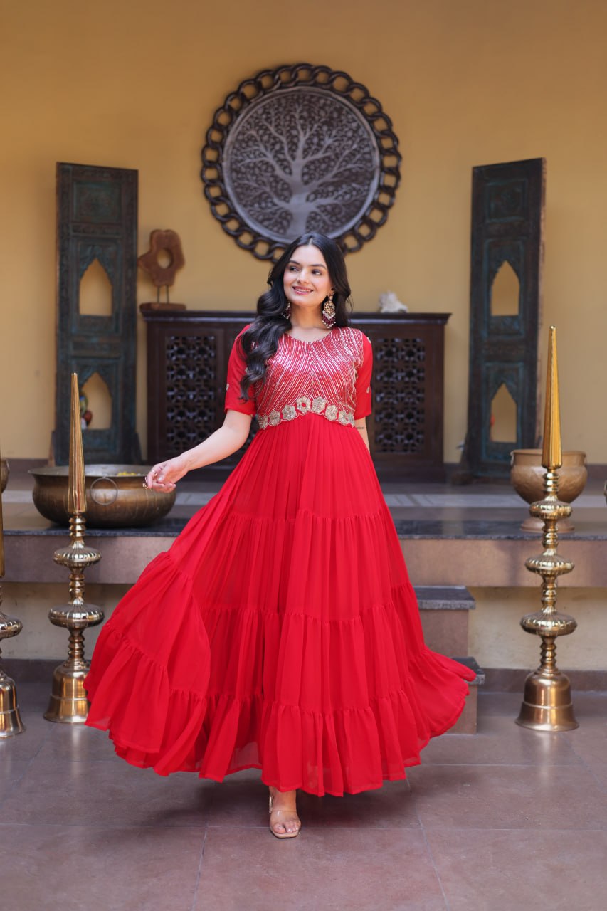 Premium Designer Embroidered Gown | Traditional Outfit