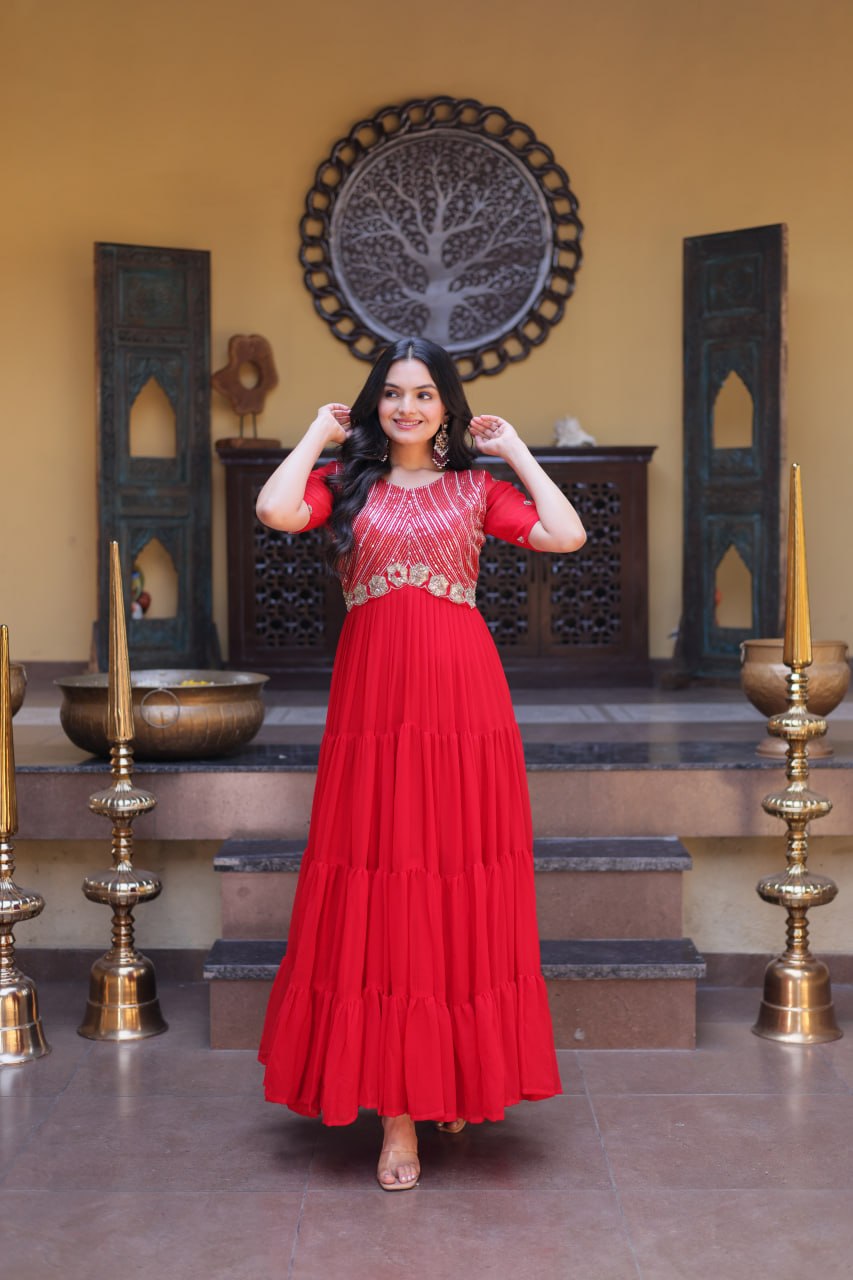 Premium Designer Embroidered Gown | Traditional Outfit