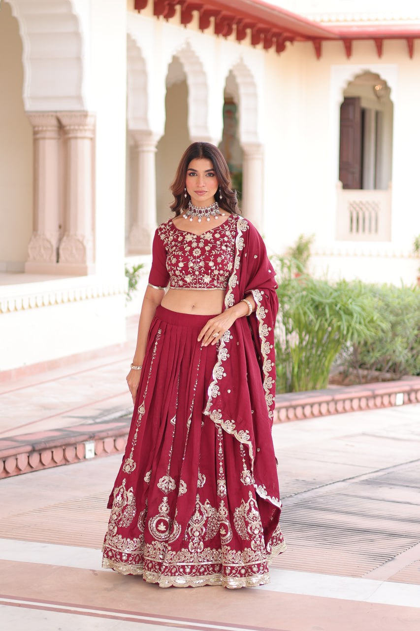 Premium Embroidered Lehenga Choli Set with Dupatta | Bridal Functions Outfit