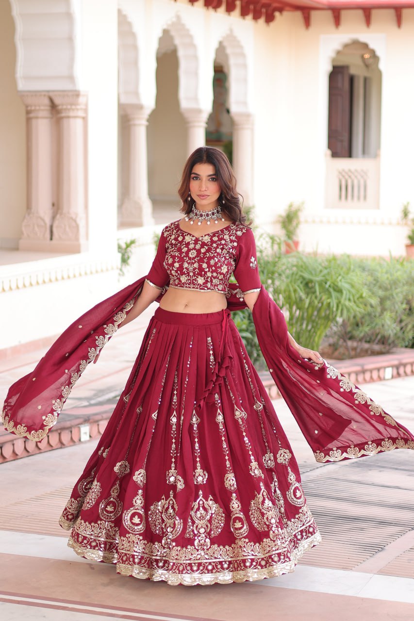 Premium Embroidered Lehenga Choli Set with Dupatta | Bridal Functions Outfit