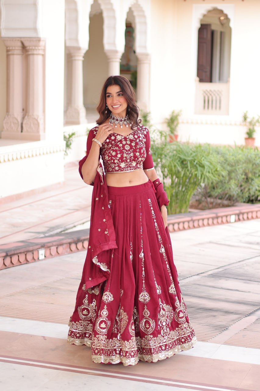 Premium Embroidered Lehenga Choli Set with Dupatta | Bridal Functions Outfit