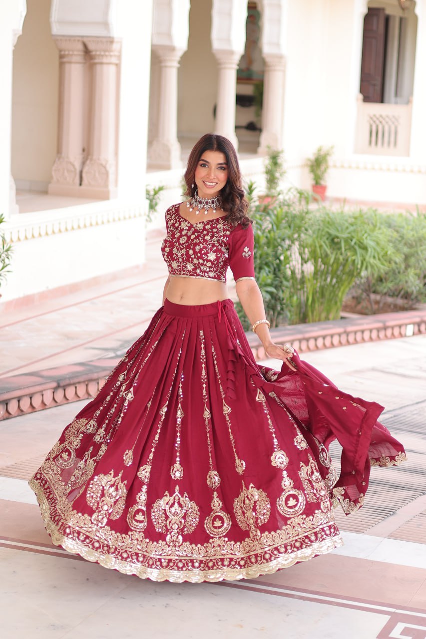 Premium Embroidered Lehenga Choli Set with Dupatta | Bridal Functions Outfit