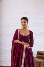 Premium Vichitra Silk Anarkali Gown Set with Dupatta