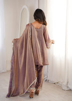 Premium Fendy Fabric Real Mirror Embroidered Kurti Pant Dupatta Set