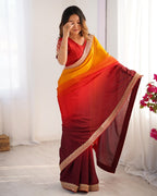 Premium Designer Chinon Silk Embroidered Saree for Women