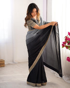 Premium Designer Chinon Silk Embroidered Saree for Women