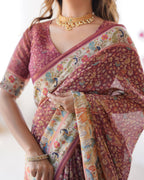 Premium Linen Cotton Floral Digital Print Saree with Designer Pallu