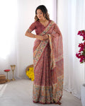 Premium Linen Cotton Floral Digital Print Saree with Designer Pallu