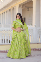 Premium Green Viscose Jacquard Lehenga Choli with Embroidered Dupatta