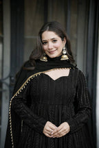 Black Anarkali Sharara Suit Set