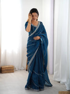 Premium Thread & Sequins Embroidered JMC Silk Saree