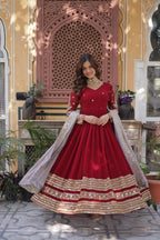 Premium Embroidered Gown with Dupatta Set - Reception Wear Outfit