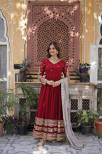 Premium Embroidered Gown with Dupatta Set - Reception Wear Outfit