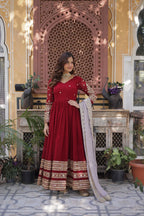 Premium Embroidered Gown with Dupatta Set - Reception Wear Outfit