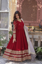 Premium Embroidered Gown with Dupatta Set - Reception Wear Outfit