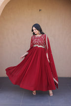 Premium Embroidered Gown with Designer Dupatta Set