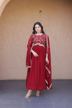 Premium Embroidered Gown with Designer Dupatta Set