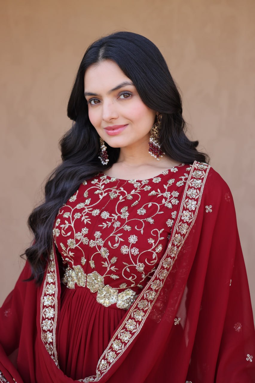 Premium Embroidered Gown with Designer Dupatta Set