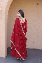 Premium Embroidered Gown with Designer Dupatta Set