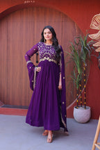 Premium Embroidered Gown with Designer Dupatta Set