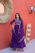 Premium Embroidered Gown with Designer Dupatta Set