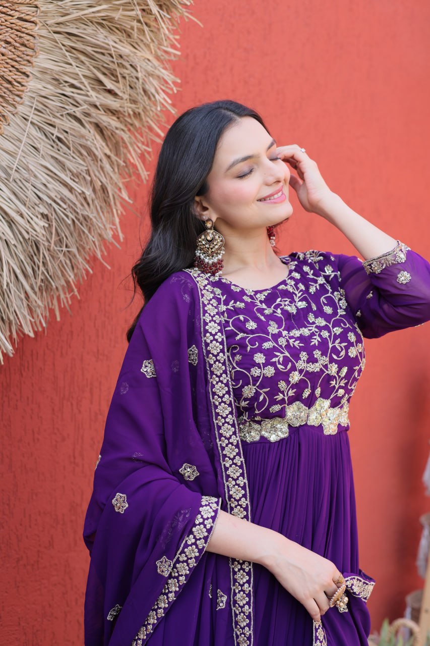 Premium Embroidered Gown with Designer Dupatta Set
