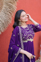 Premium Embroidered Gown with Designer Dupatta Set