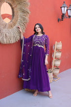 Premium Embroidered Gown with Designer Dupatta Set