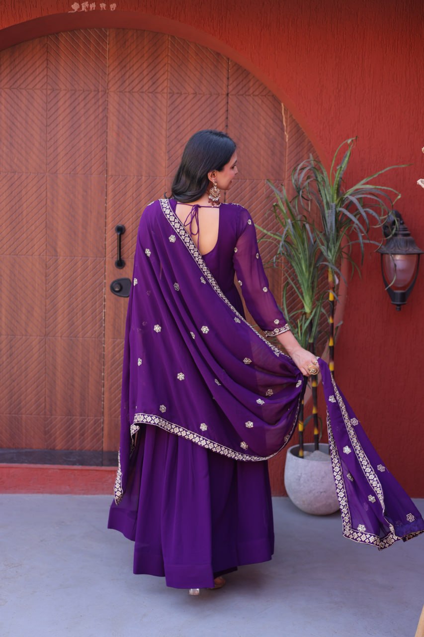 Premium Embroidered Gown with Designer Dupatta Set