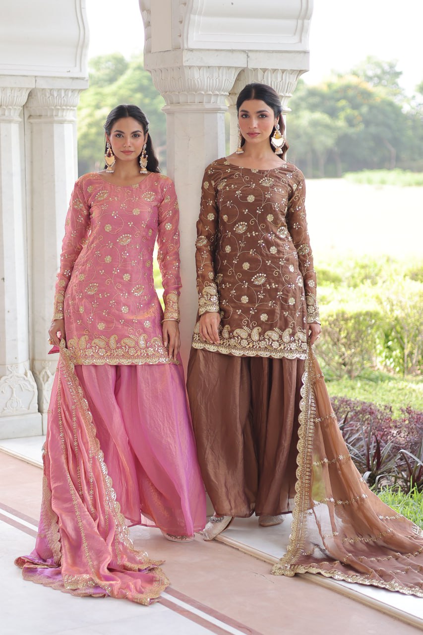 Premium Sequins Embroidered Fendy Sharara Suit Set