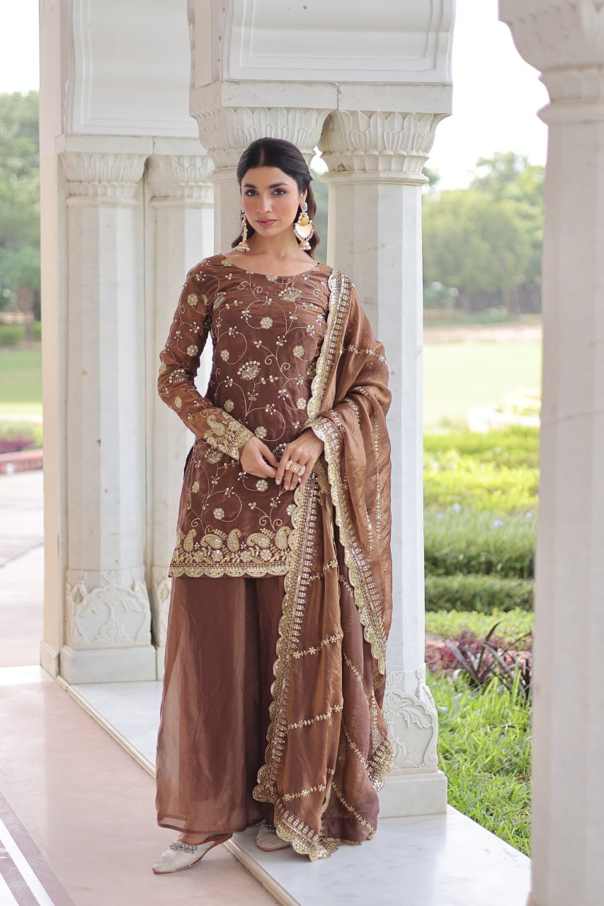 Premium Sequins Embroidered Fendy Sharara Suit Set