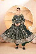 Designer Dark Green Sequins Embroidered Anarkali Suit Set with Dupatta