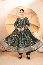Designer Dark Green Sequins Embroidered Anarkali Suit Set with Dupatta