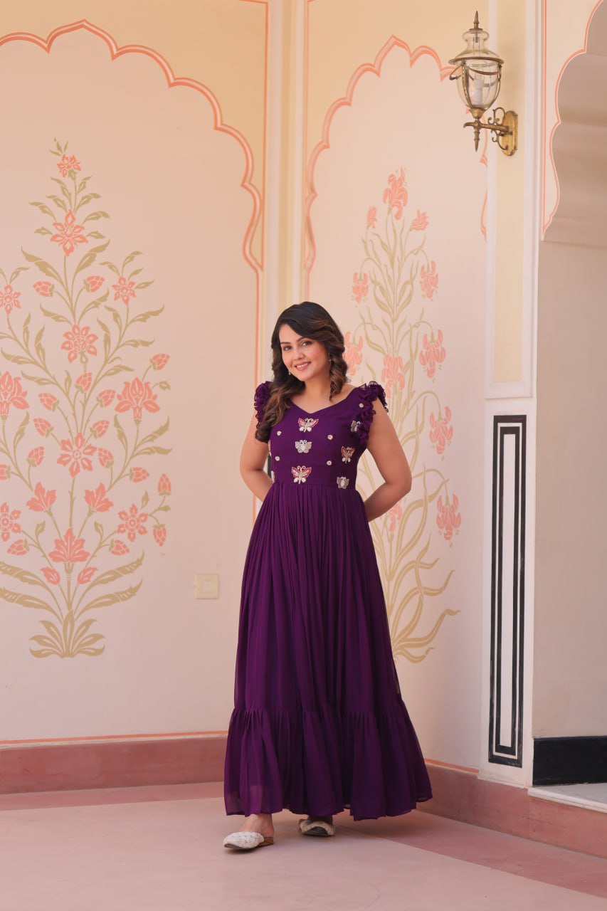 Premium Designer Embroidered Flared Gown
