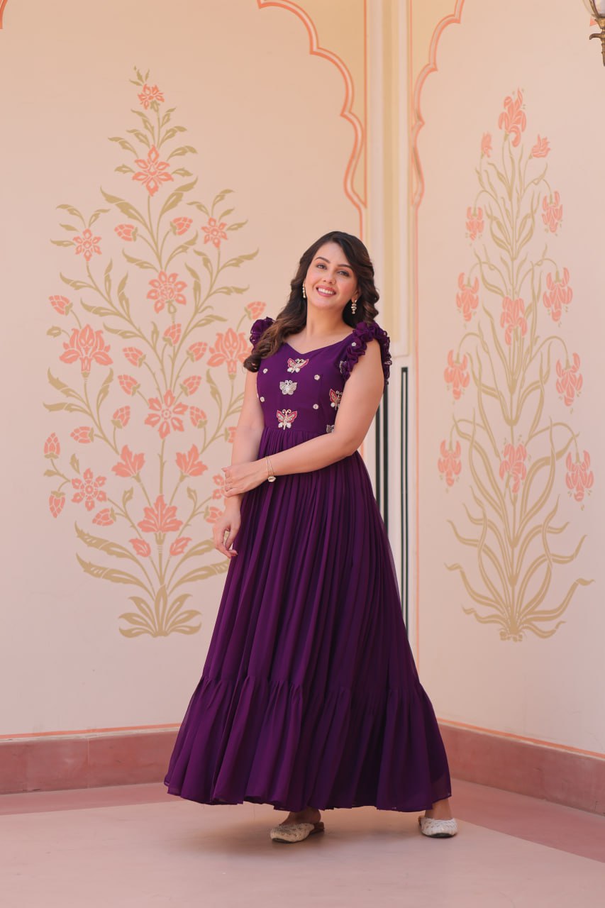 Premium Designer Embroidered Flared Gown