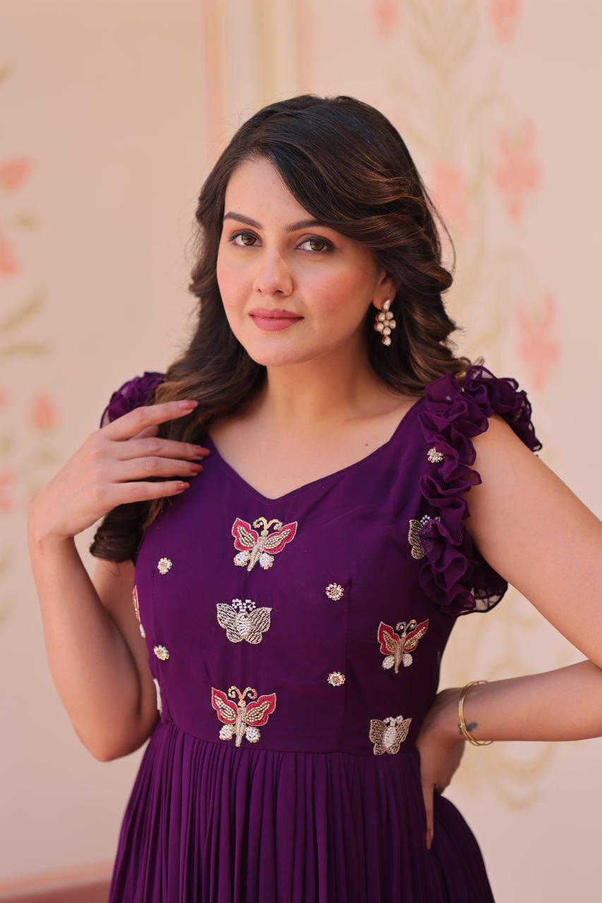 Premium Designer Embroidered Flared Gown