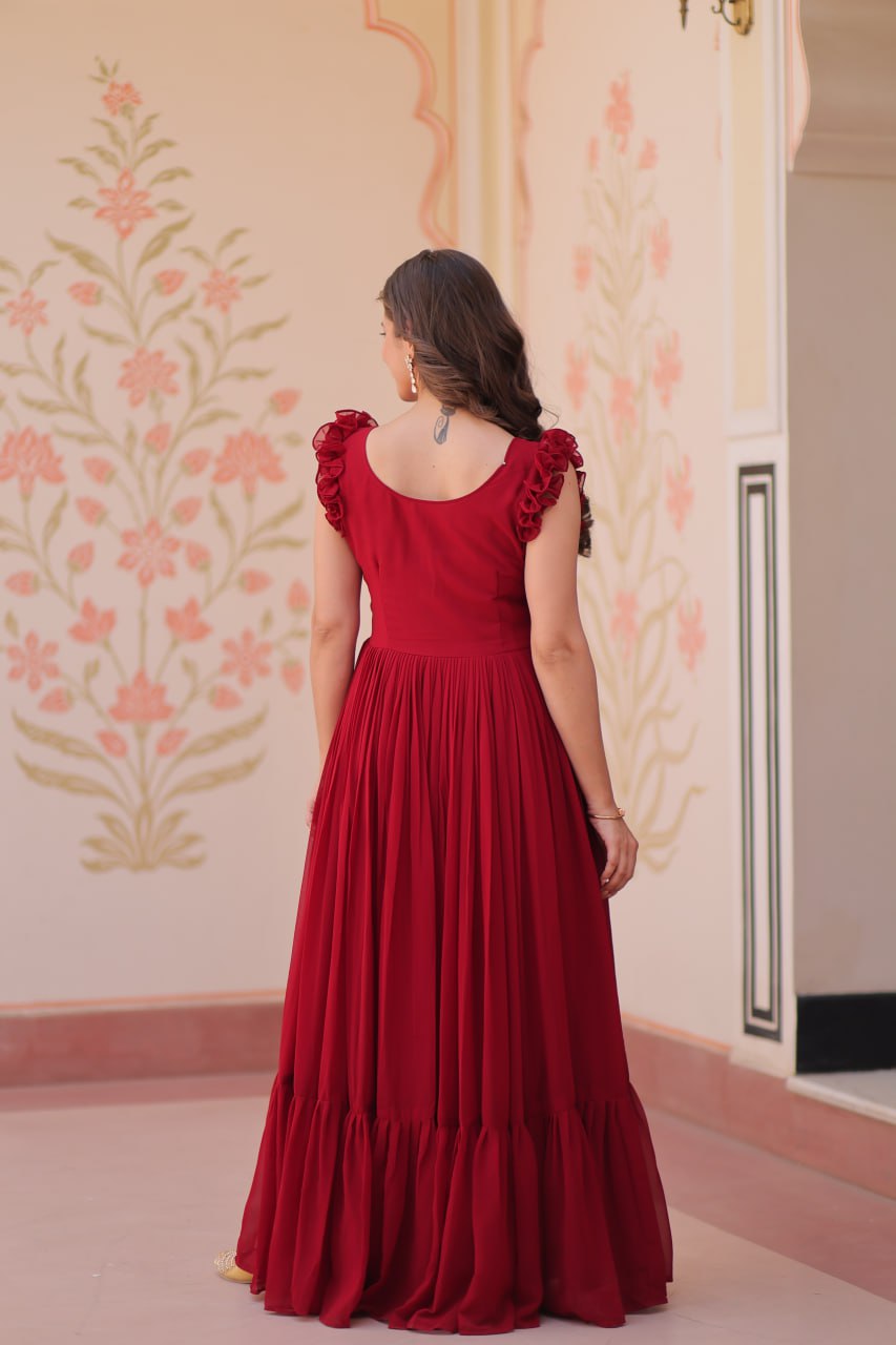 Premium Designer Embroidered Flared Gown