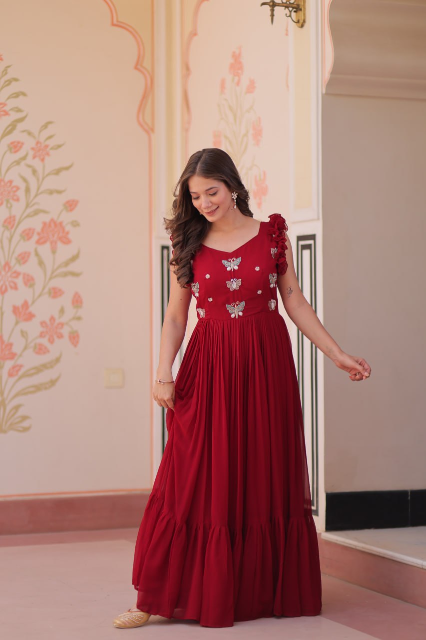 Premium Designer Embroidered Flared Gown
