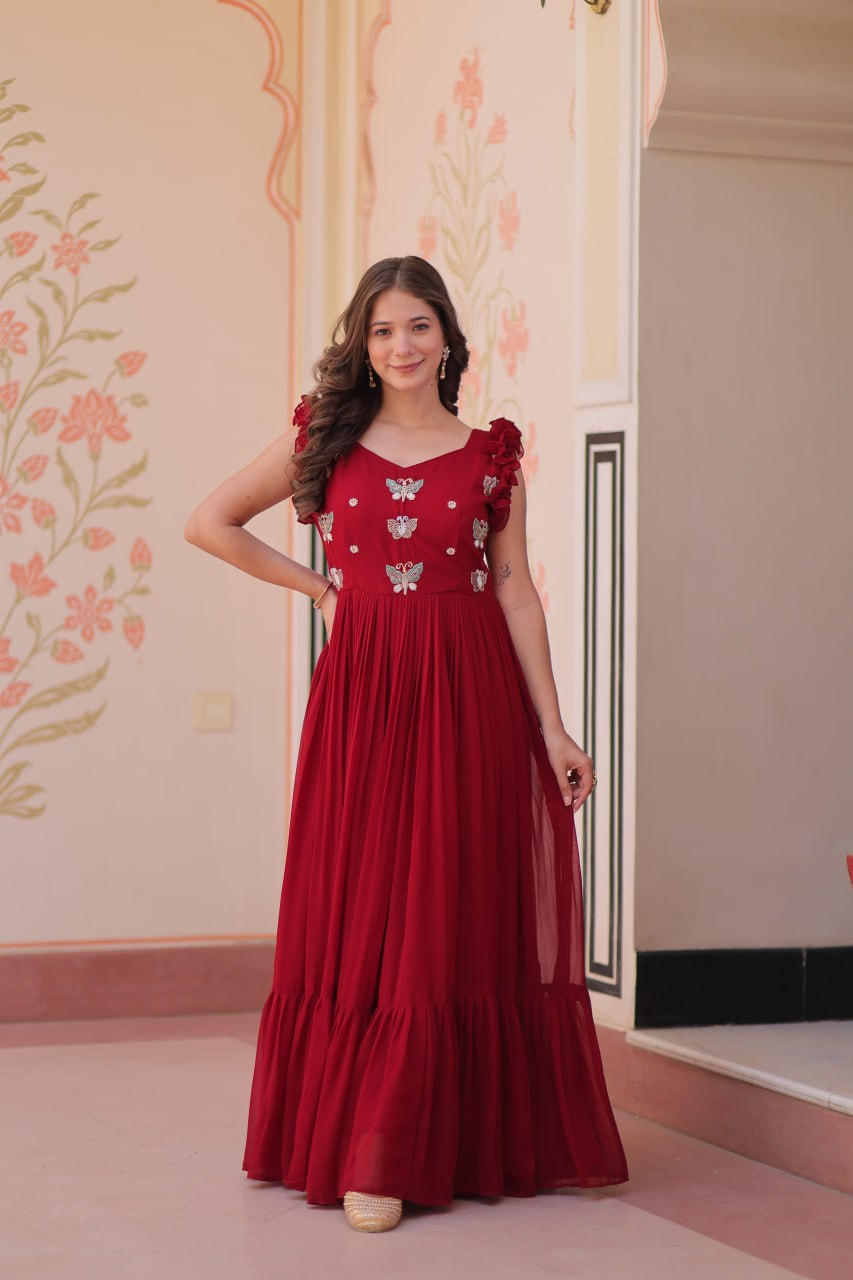 Premium Designer Embroidered Flared Gown